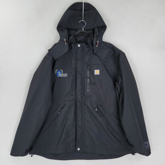 Carhartt Jacket Men Extra Large Black Shoreline Storm Defender Hooded Waterproof